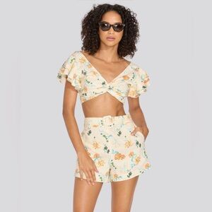 SOLID & STRIPED Floral Crop Top Linen Blend NWT $320 MSRP